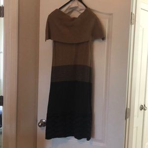 Brown and black wool Italian sleeveless dress
